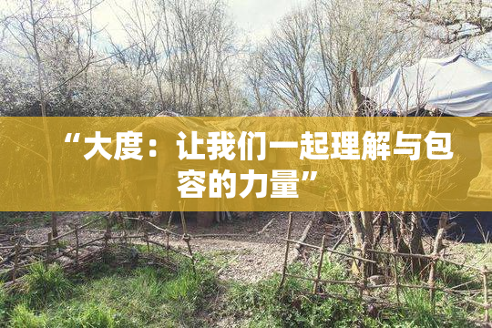 “大度：让我们一起理解与包容的力量”