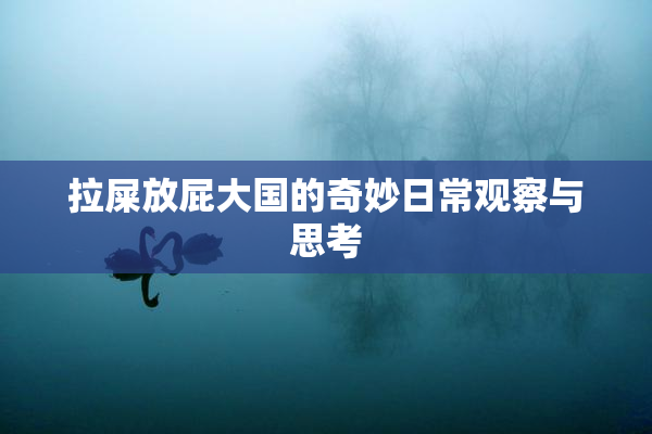 拉屎放屁大国的奇妙日常观察与思考
