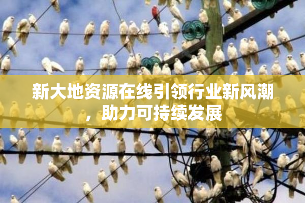 新大地资源在线引领行业新风潮，助力可持续发展