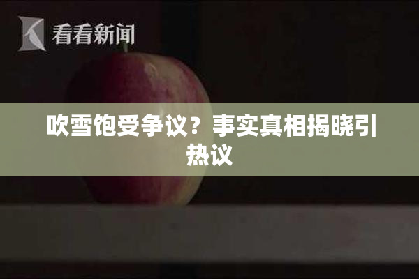 吹雪饱受争议？事实真相揭晓引热议