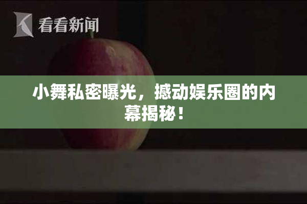 小舞私密曝光，撼动娱乐圈的内幕揭秘！