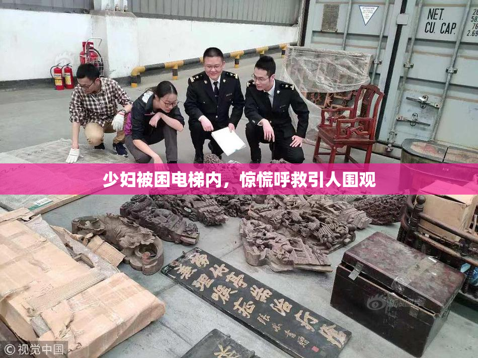 少妇被困电梯内，惊慌呼救引人围观