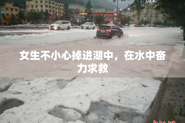 女生不小心掉进湖中，在水中奋力求救