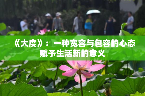 《大度》：一种宽容与包容的心态赋予生活新的意义