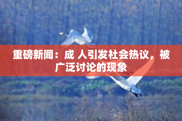 重磅新闻：成 人引发社会热议，被广泛讨论的现象