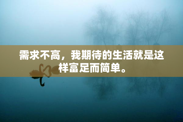 需求不高，我期待的生活就是这样富足而简单。